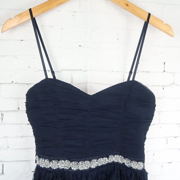 TRIXXI BLUE SPAGHETTI STRAP SWEETHEART NECKLINE FIT AND FLAIR PROM DRESS NWT - Picture 6 of 15